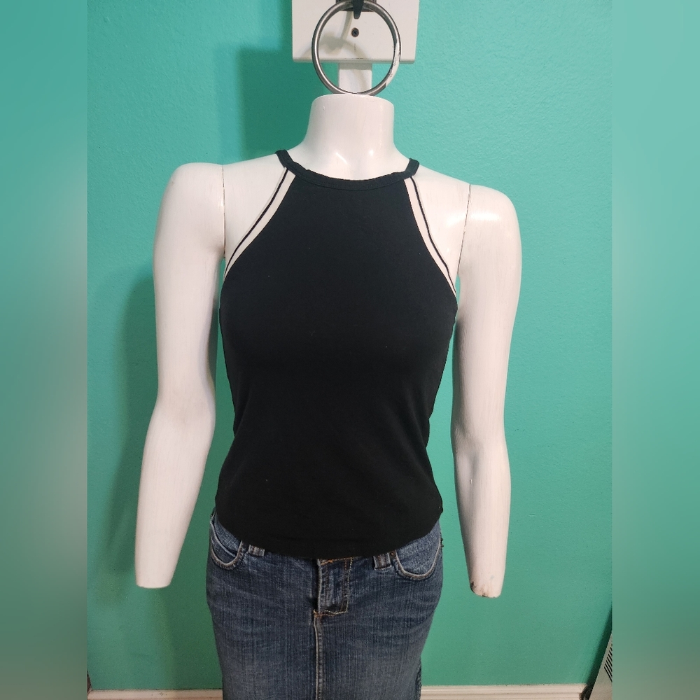 Black with white detailing tank top size small